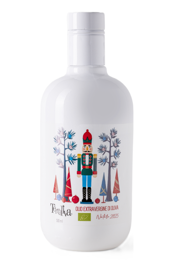 Bottiglia di Natale Limited Edition 2025 con Schiaccianoci – olio extravergine di oliva personalizzato